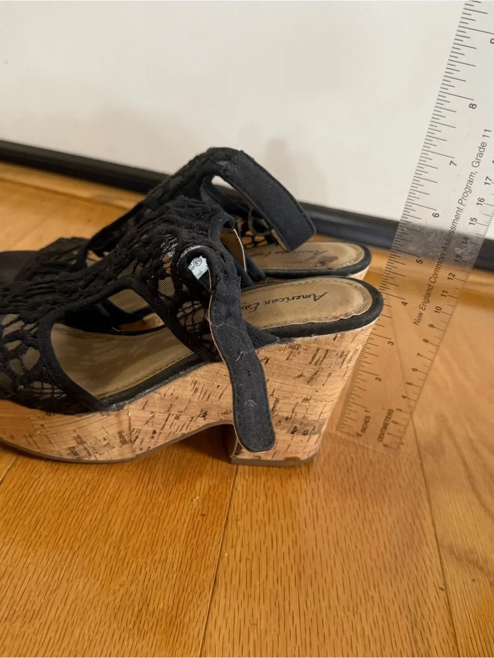 American Eagle black sandal wedge platform heels size 6.5.